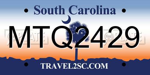 MTQ2429 South Carolina License Plate