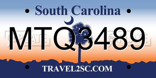 MTQ3489 South Carolina License Plate