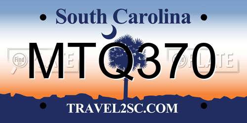 MTQ370 South Carolina License Plate