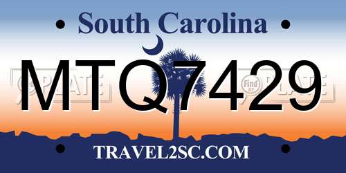 MTQ7429 South Carolina License Plate
