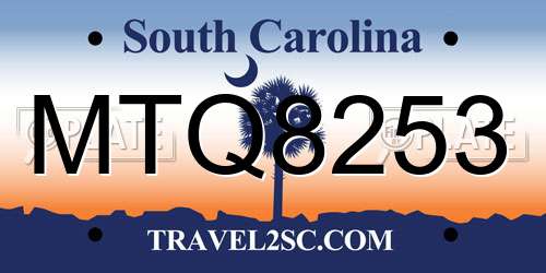 MTQ8253 South Carolina License Plate
