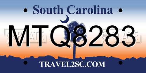 MTQ8283 South Carolina License Plate