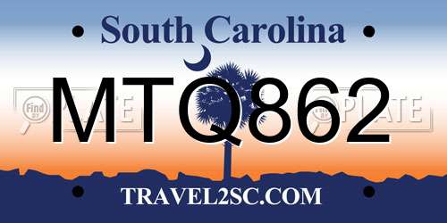 MTQ862 South Carolina License Plate