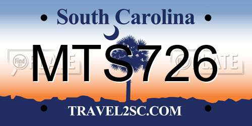 MTS726 South Carolina License Plate