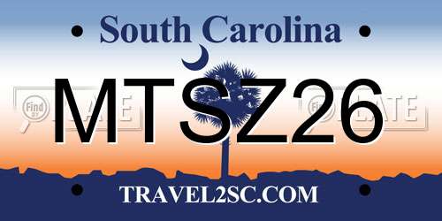 MTSZ26 South Carolina License Plate