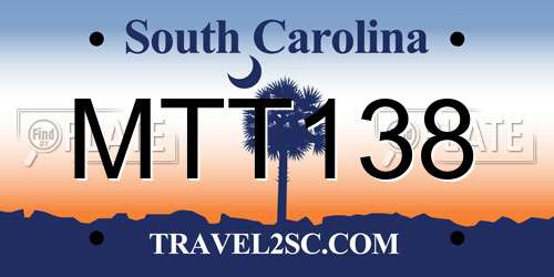 MTT138 South Carolina License Plate