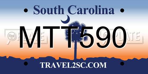 MTT590 South Carolina License Plate