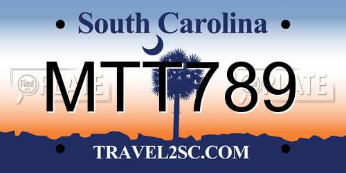 MTT789 South Carolina License Plate