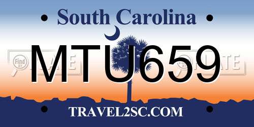 MTU659 South Carolina License Plate