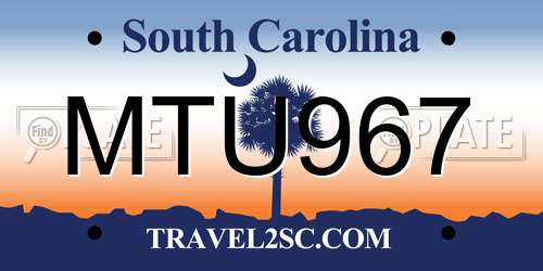 MTU967 South Carolina License Plate