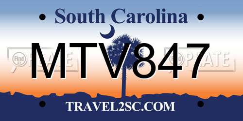 MTV847 South Carolina License Plate