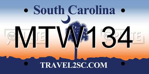 MTW134 South Carolina License Plate