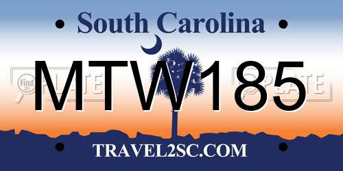 MTW185 South Carolina License Plate