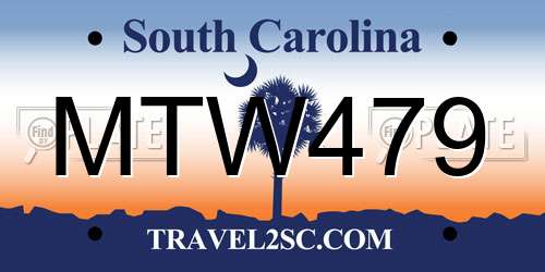 MTW479 South Carolina License Plate