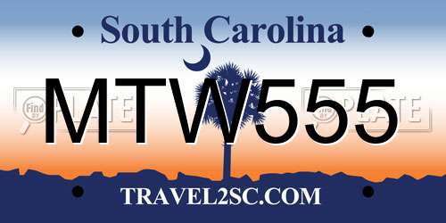MTW555 South Carolina License Plate