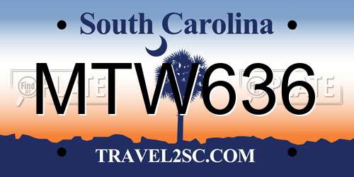 MTW636 South Carolina License Plate