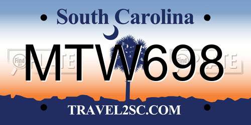 MTW698 South Carolina License Plate