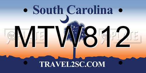 MTW812 South Carolina License Plate