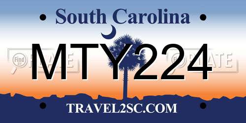 MTY224 South Carolina License Plate