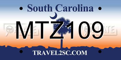 MTZ109 South Carolina License Plate