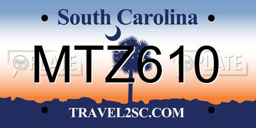 MTZ610 South Carolina License Plate