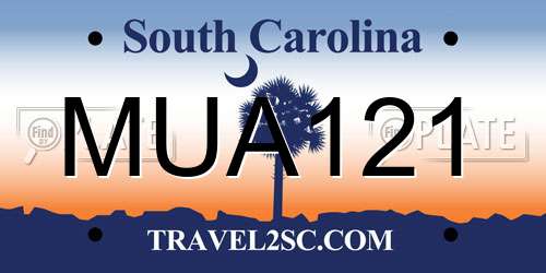 MUA121 South Carolina License Plate