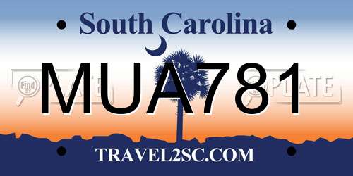 MUA781 South Carolina License Plate