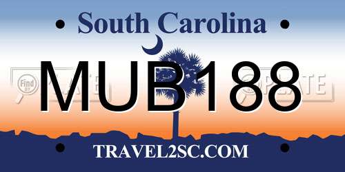 MUB188 South Carolina License Plate