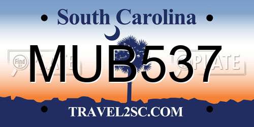 MUB537 South Carolina License Plate
