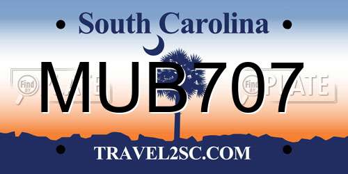 MUB707 South Carolina License Plate
