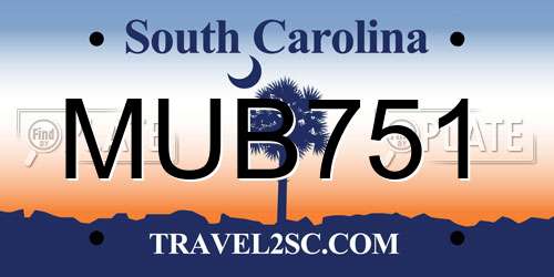 MUB751 South Carolina License Plate
