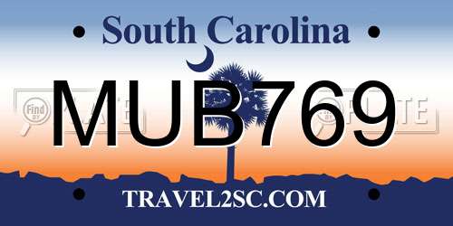 MUB769 South Carolina License Plate