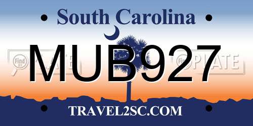 MUB927 South Carolina License Plate