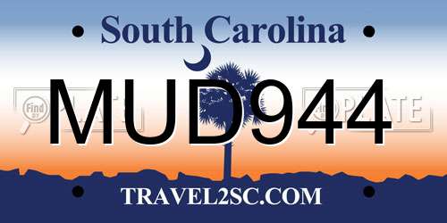 MUD944 South Carolina License Plate