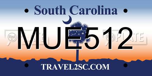 MUE512 South Carolina License Plate