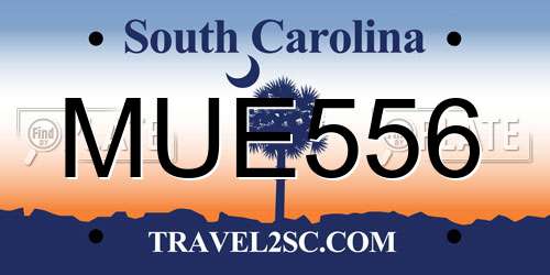 MUE556 South Carolina License Plate