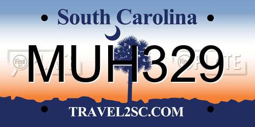MUH329 South Carolina License Plate