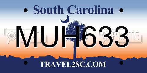 MUH633 South Carolina License Plate