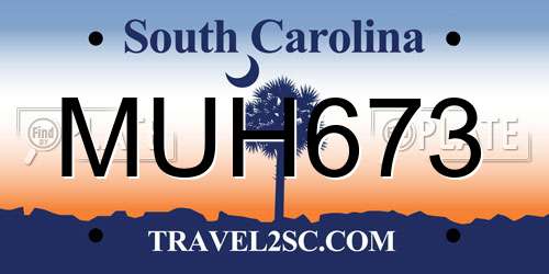 MUH673 South Carolina License Plate