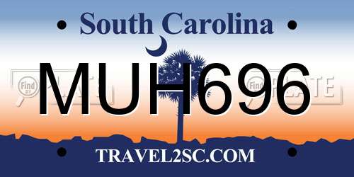 MUH696 South Carolina License Plate