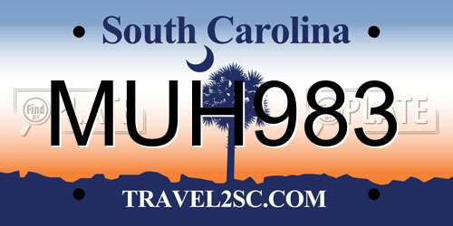MUH983 South Carolina License Plate