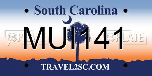 MUI141 South Carolina License Plate