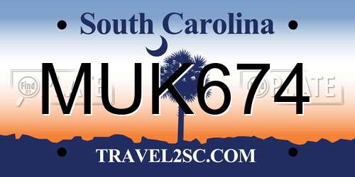 MUK674 South Carolina License Plate