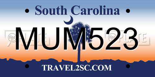MUM523 South Carolina License Plate