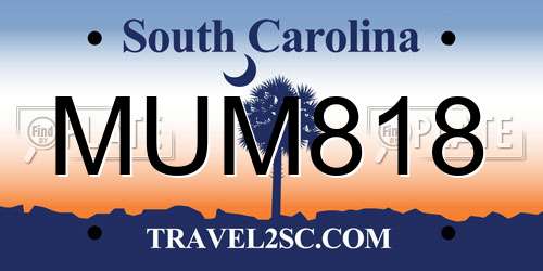 MUM818 South Carolina License Plate