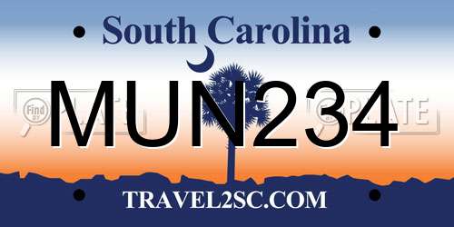 MUN234 South Carolina License Plate