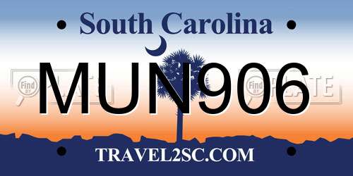 MUN906 South Carolina License Plate