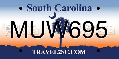 MUW695 South Carolina License Plate