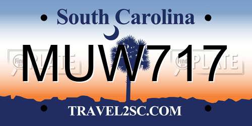 MUW717 South Carolina License Plate