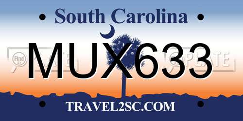 MUX633 South Carolina License Plate